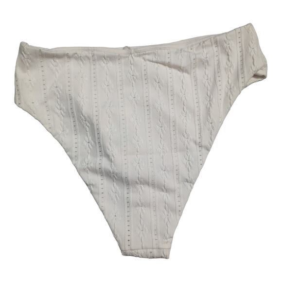 Andie 90s High Waisted Bikini Bottom Coconut (White / Cream) Textured S New - Picture 5 of 11